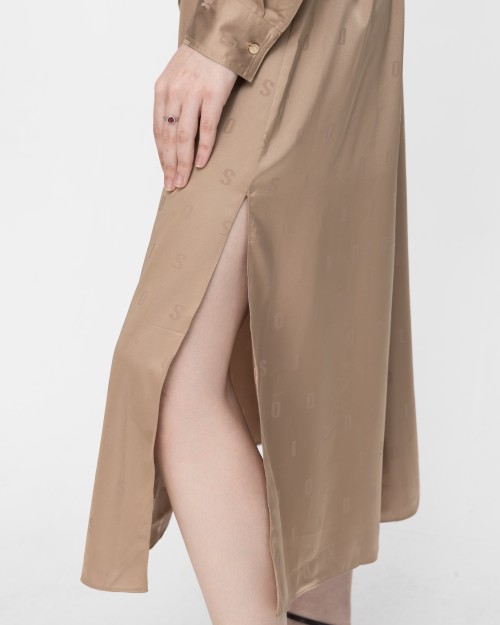 SIXDO Silk Loose Dress with Spread Collar